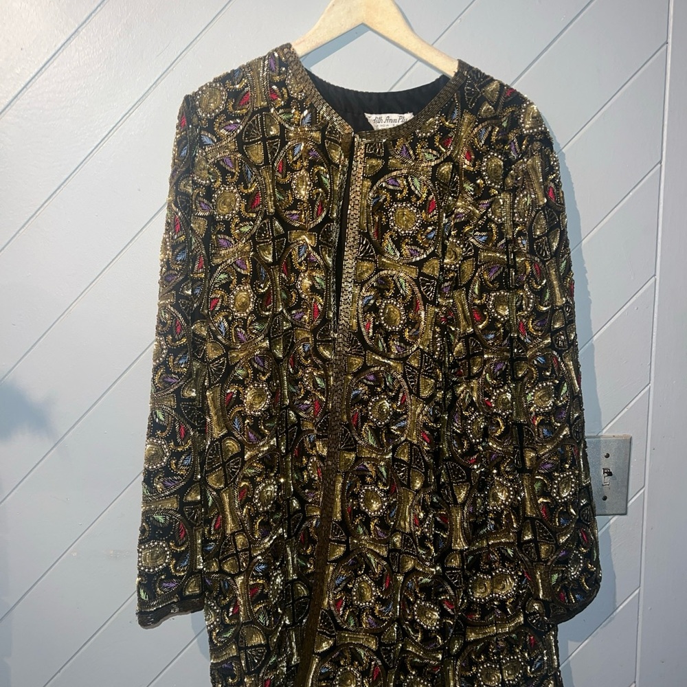 Judith Ann plus made in India silk women’s beaded jacket size 1x